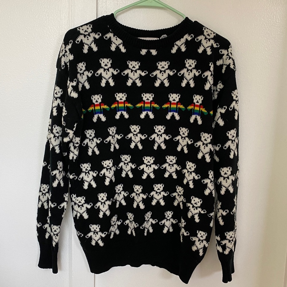 Vintage Eclipse Teddy Bear Print Rainbow Women's Sweater Size Large